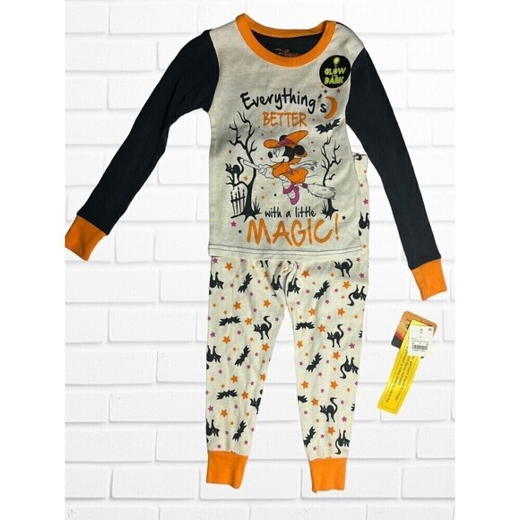 Minnie Mouse Girls Pajama Set Size 4 Halloween Everythings Better With‎ Magic - Picture 1 of 10